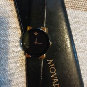 Movado Black and Gold Watch